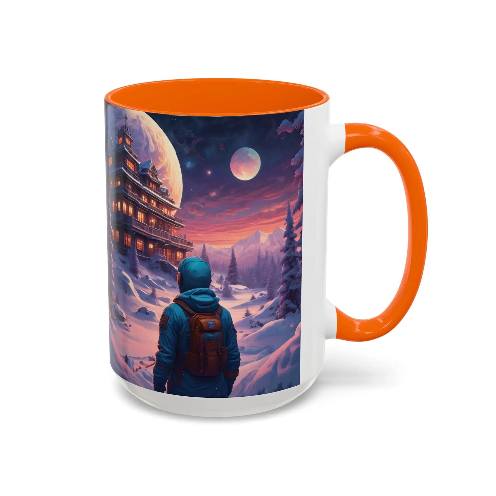 Coffee Mug — Winter Space Traveling with Backpacker (Accent 11/15oz) - Mug