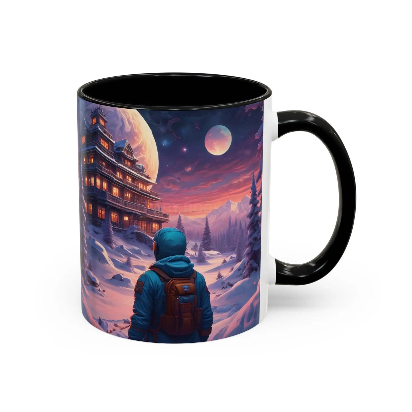 Coffee Mug — Winter Space Traveling with Backpacker (Accent 11/15oz) - Mug