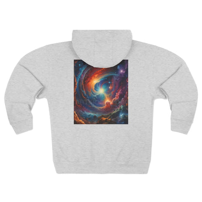 Colorful Cosmic Design Zip-Up Hoodie - XS / Heather Grey - Hoodie