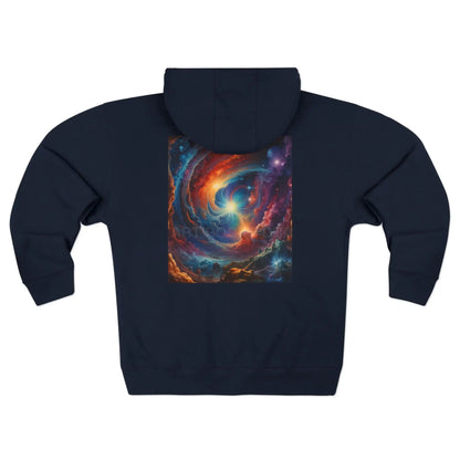 Colorful Cosmic Design Zip-Up Hoodie - XS / Navy - Hoodie