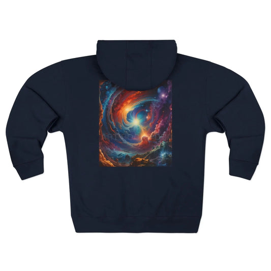 Colorful Cosmic Design Zip-Up Hoodie - XS / Navy - Hoodie