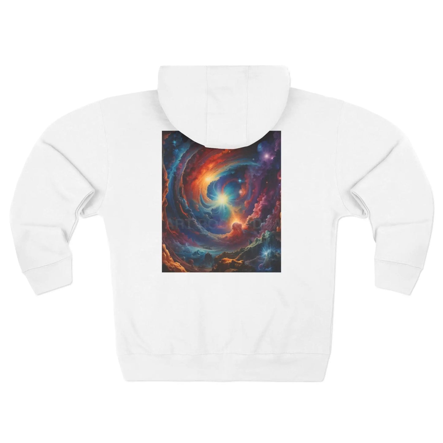 Colorful Cosmic Design Zip-Up Hoodie - XS / White - Hoodie