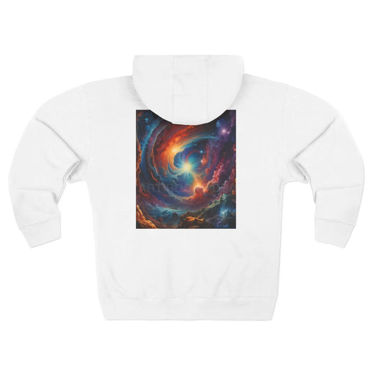 Colorful Cosmic Design Zip-Up Hoodie - XS / White - Hoodie