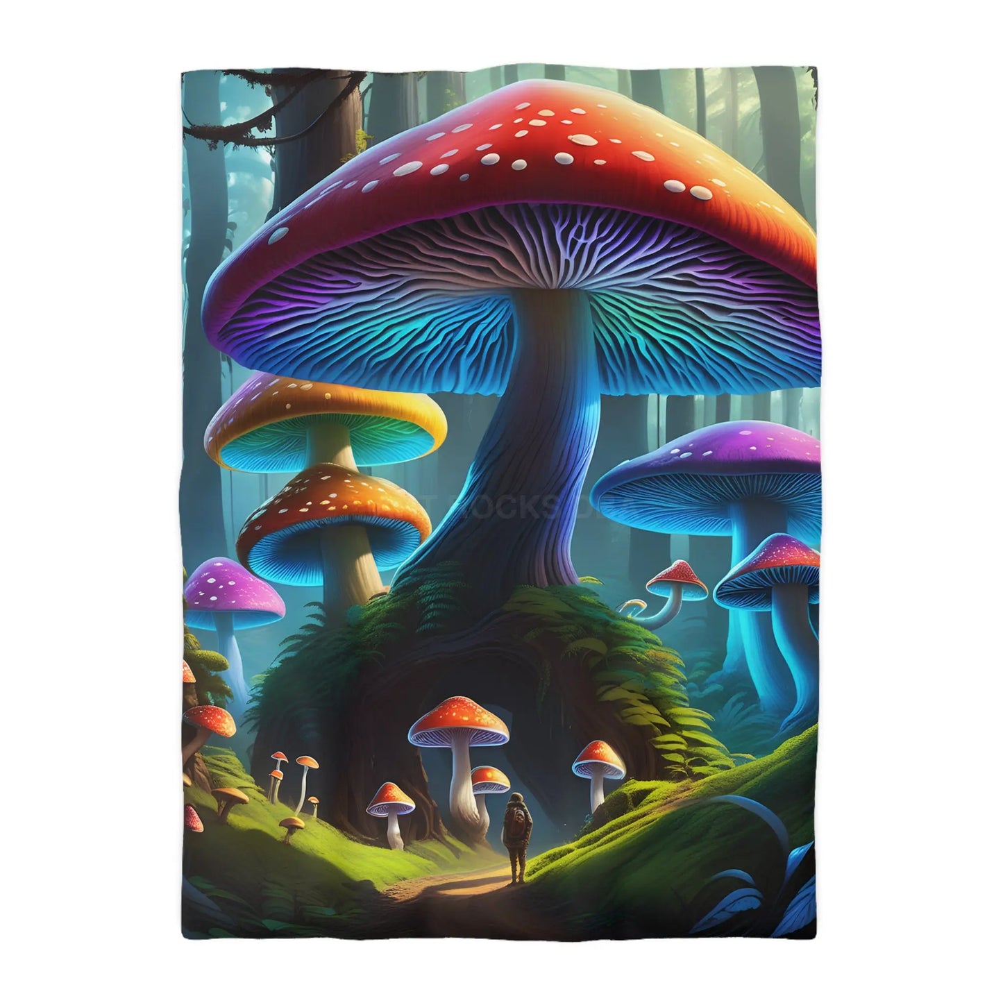 Colorful Mushroom Forest Duvet Cover Whimsical Bedding Bohemian Bedroom Decor Nature Lover Gift Cozy Home Accents
