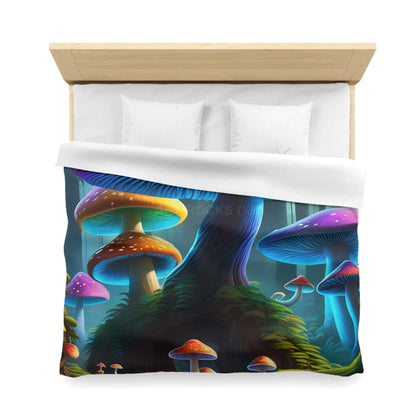 Colorful Mushroom Forest Duvet Cover Whimsical Bedding Bohemian Bedroom Decor Nature Lover Gift Cozy Home Accents