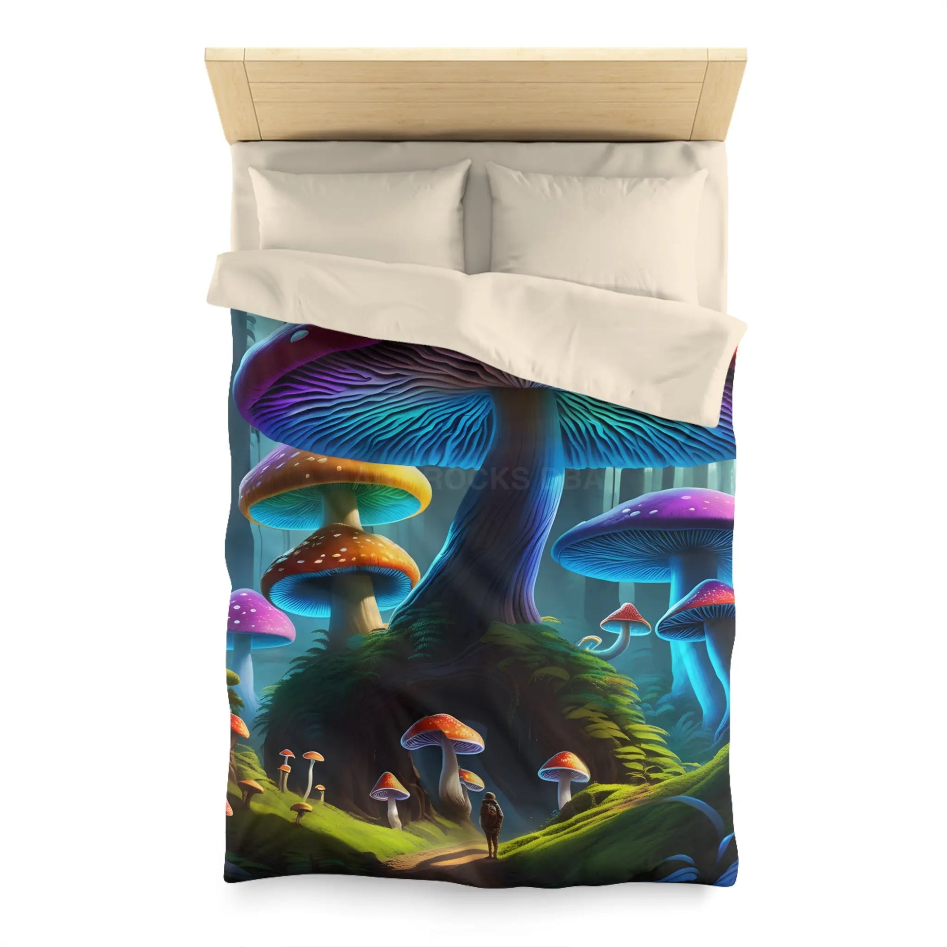 Colorful Mushroom Forest Duvet Cover Whimsical Bedding Bohemian Bedroom Decor Nature Lover Gift Cozy Home Accents