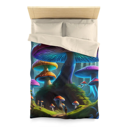 Colorful Mushroom Forest Duvet Cover Whimsical Bedding Bohemian Bedroom Decor Nature Lover Gift Cozy Home Accents