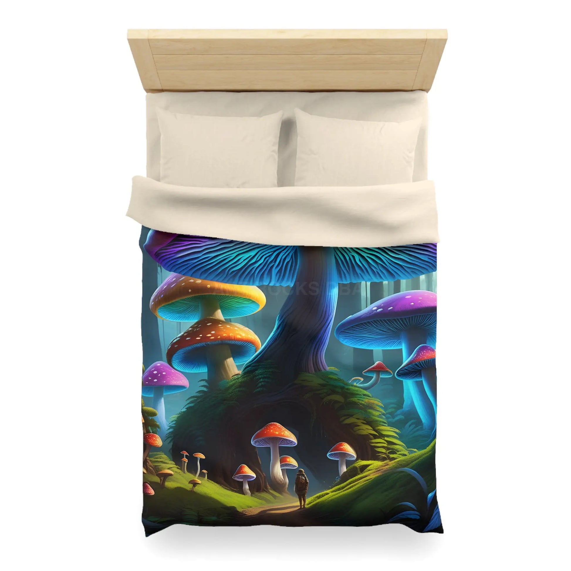 Colorful Mushroom Forest Duvet Cover Whimsical Bedding Bohemian Bedroom Decor Nature Lover Gift Cozy Home Accents