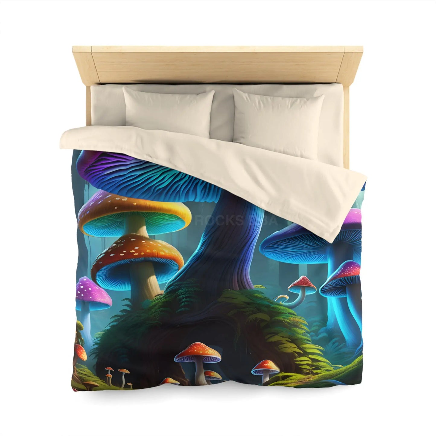 Colorful Mushroom Forest Duvet Cover Whimsical Bedding Bohemian Bedroom Decor Nature Lover Gift Cozy Home Accents