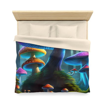 Colorful Mushroom Forest Duvet Cover Whimsical Bedding Bohemian Bedroom Decor Nature Lover Gift Cozy Home Accents