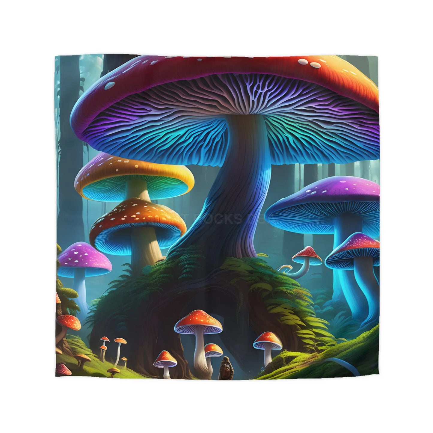 Colorful Mushroom Forest Duvet Cover Whimsical Bedding Bohemian Bedroom Decor Nature Lover Gift Cozy Home Accents