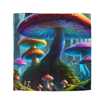 Colorful Mushroom Forest Duvet Cover Whimsical Bedding Bohemian Bedroom Decor Nature Lover Gift Cozy Home Accents