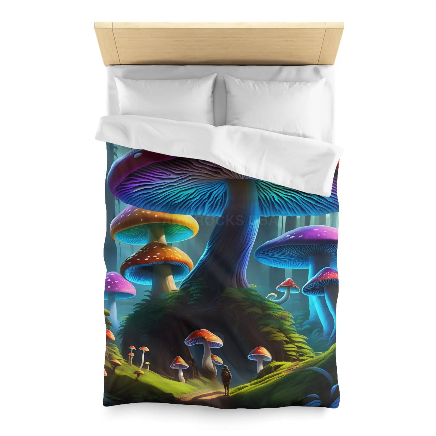 Colorful Mushroom Forest Duvet Cover Whimsical Bedding Bohemian Bedroom Decor Nature Lover Gift Cozy Home Accents