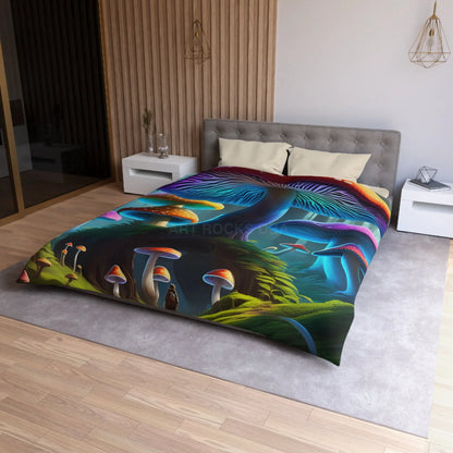 Colorful Mushroom Forest Duvet Cover Whimsical Bedding Bohemian Bedroom Decor Nature Lover Gift Cozy Home Accents