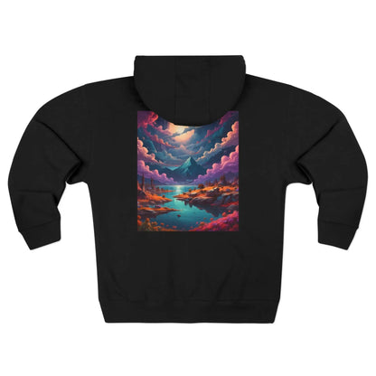 Colorful Surreal Mountain Landscape Zip-Up Hoodie - XS / Black - Hoodie