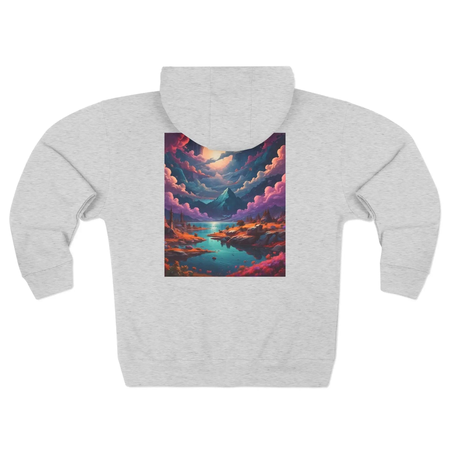 Colorful Surreal Mountain Landscape Zip-Up Hoodie - XS / Heather Grey - Hoodie
