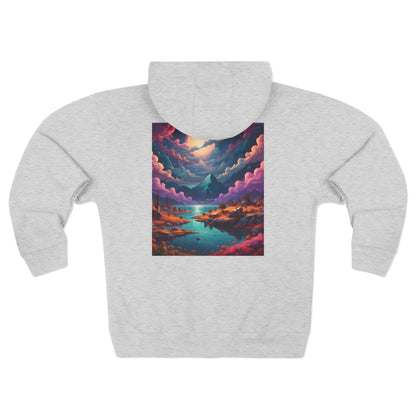 Colorful Surreal Mountain Landscape Zip-Up Hoodie - XS / Heather Grey - Hoodie