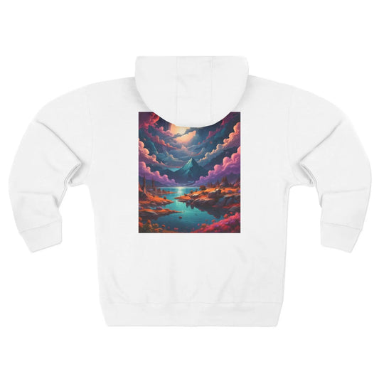 Colorful Surreal Mountain Landscape Zip-Up Hoodie - XS / White - Hoodie