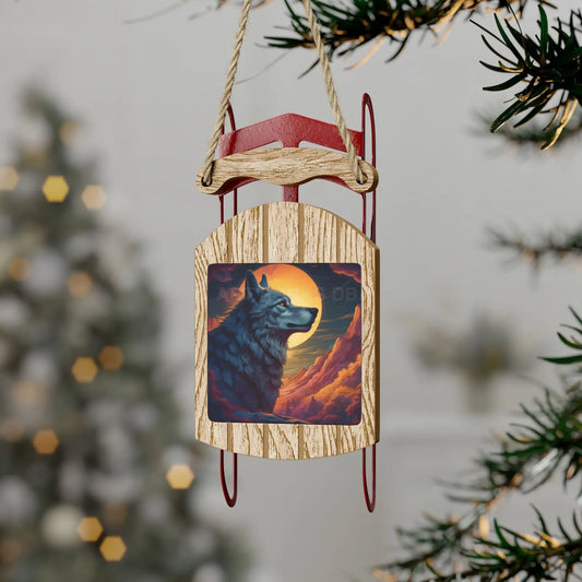 Colorful Wolf Sled Ornament — Holiday Tree Decoration - 2.1’’ × 4.6’’ / 1 pc - Home Decor