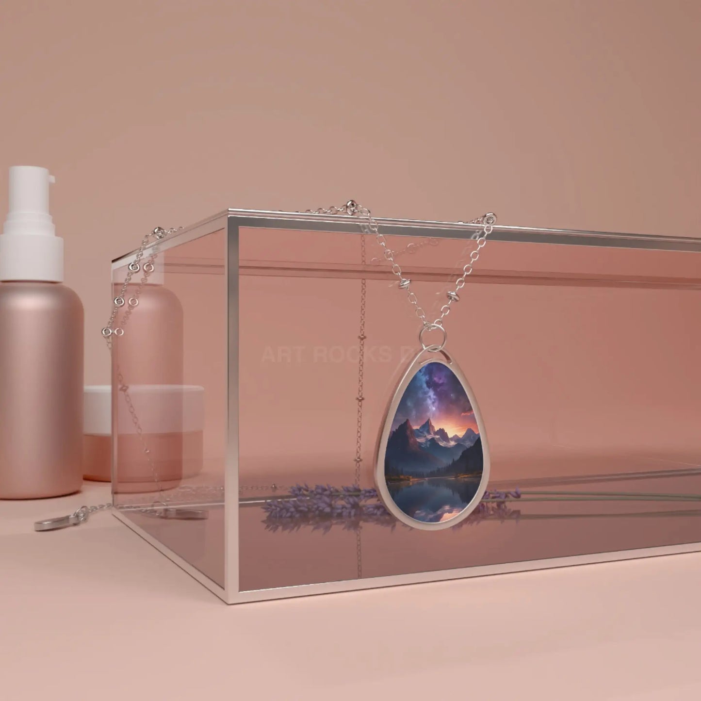 Constellation Mountain Oval Necklace - One Size / Silver - Accessories