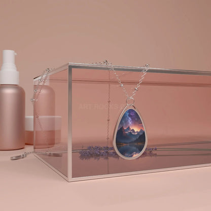 Constellation Mountain Oval Necklace - One Size / Silver - Accessories