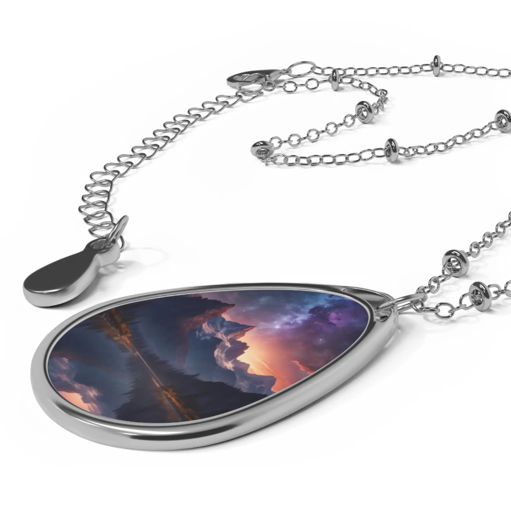 Constellation Mountain Oval Necklace - One Size / Silver - Accessories
