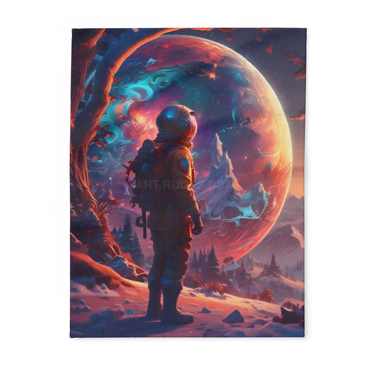 Cosmic Adventure Fleece Blanket - Cozy Space Decor for Astronaut Lovers Gift for Space Enthusiasts Astral Wall Art