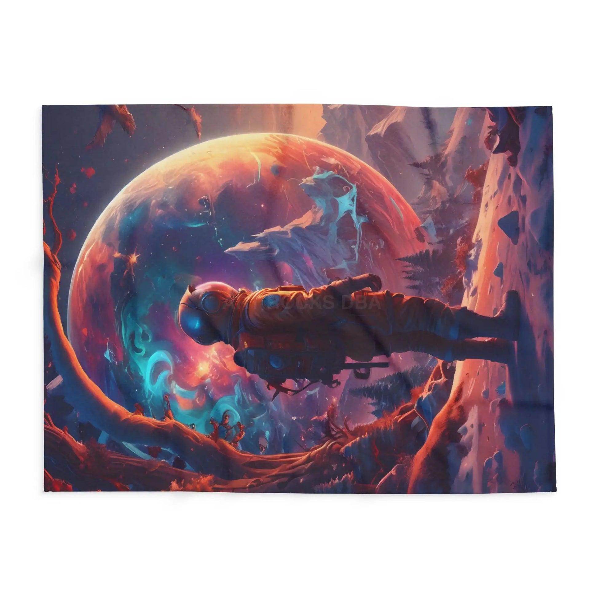 Cosmic Adventure Fleece Blanket - Cozy Space Decor for Astronaut Lovers Gift for Space Enthusiasts Astral Wall Art