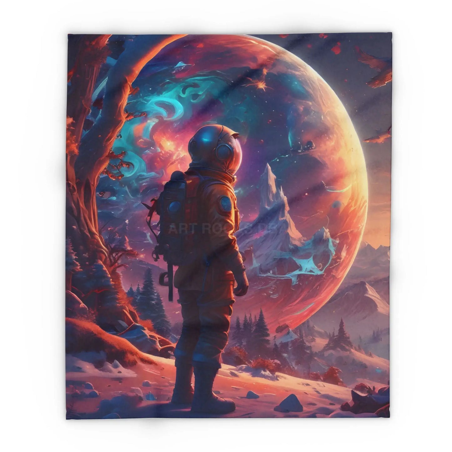 Cosmic Adventure Fleece Blanket - Cozy Space Decor for Astronaut Lovers Gift for Space Enthusiasts Astral Wall Art