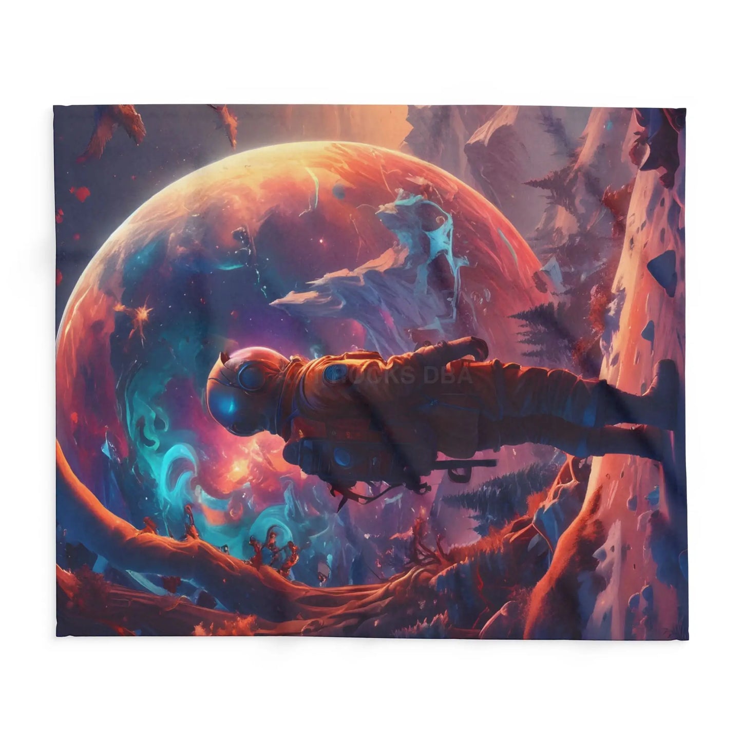 Cosmic Adventure Fleece Blanket - Cozy Space Decor for Astronaut Lovers Gift for Space Enthusiasts Astral Wall Art