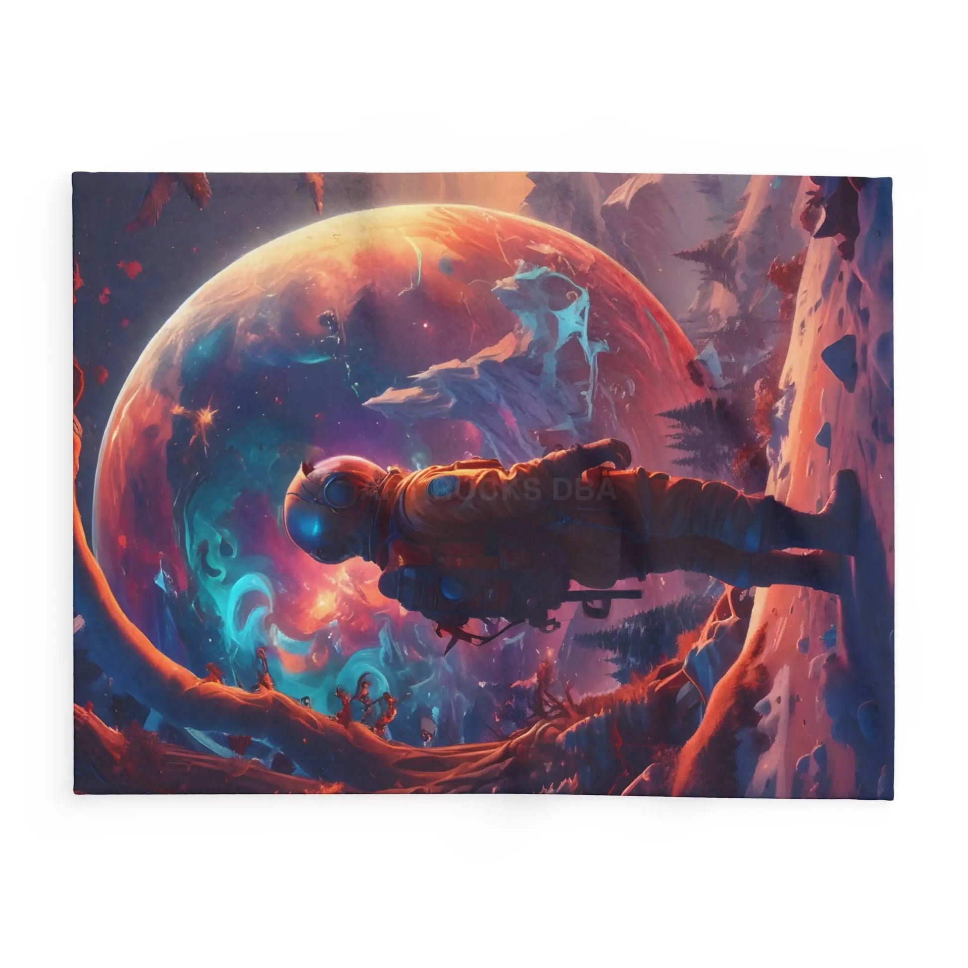 Cosmic Adventure Fleece Blanket - Cozy Space Decor for Astronaut Lovers Gift for Space Enthusiasts Astral Wall Art