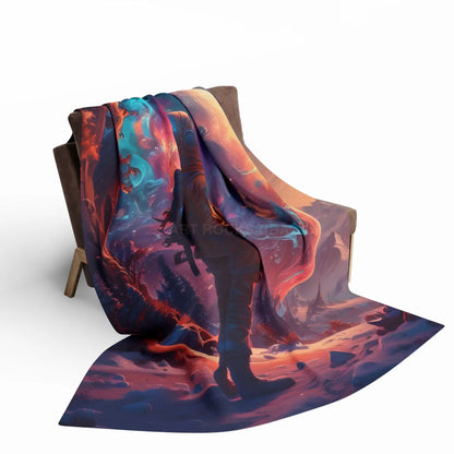 Cosmic Adventure Fleece Blanket - Cozy Space Decor for Astronaut Lovers Gift for Space Enthusiasts Astral Wall Art