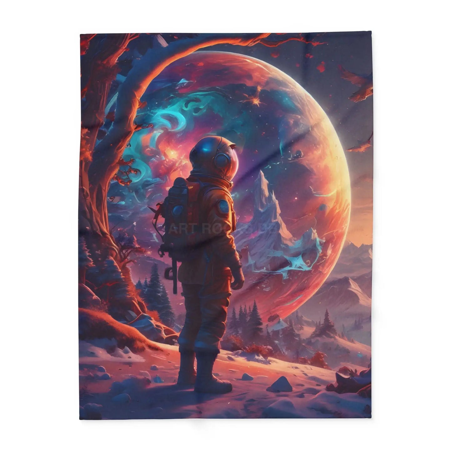 Cosmic Adventure Fleece Blanket - Cozy Space Decor for Astronaut Lovers Gift for Space Enthusiasts Astral Wall Art