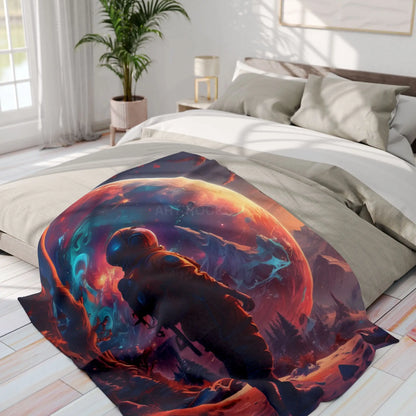 Cosmic Adventure Fleece Blanket - Cozy Space Decor for Astronaut Lovers Gift for Space Enthusiasts Astral Wall Art