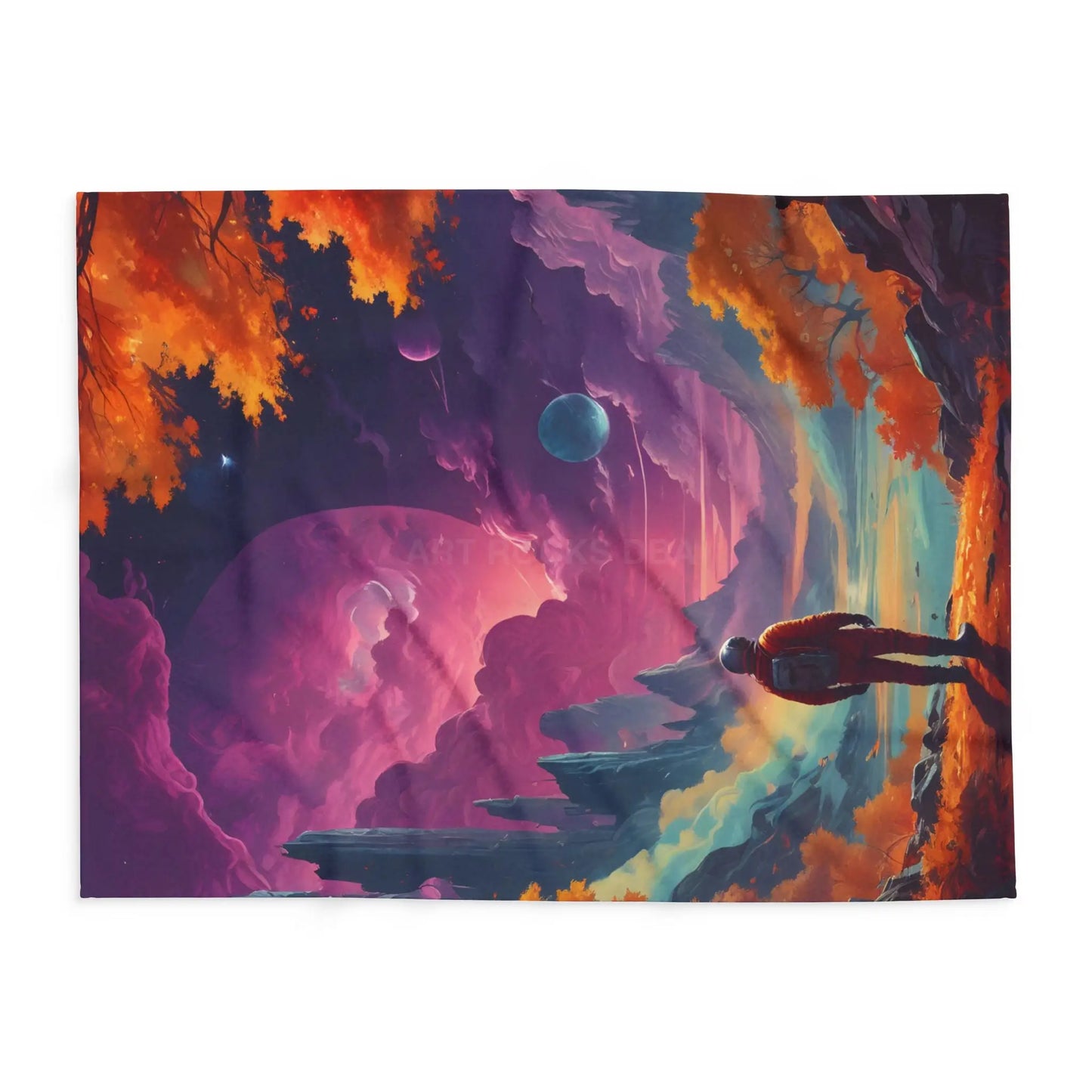 Cosmic Adventure Fleece Blanket - Space Themed Cozy Throw Gift for Stargazers Astronaut Lovers Home Decor Perfect