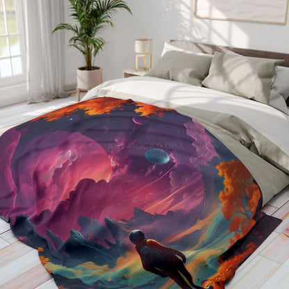 Cosmic Adventure Fleece Blanket - Space Themed Cozy Throw Gift for Stargazers Astronaut Lovers Home Decor Perfect