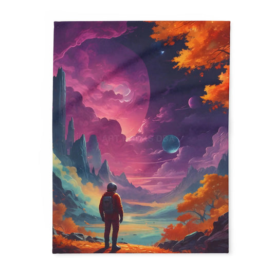 Cosmic Adventure Fleece Blanket - Space Themed Cozy Throw Gift for Stargazers Astronaut Lovers Home Decor Perfect