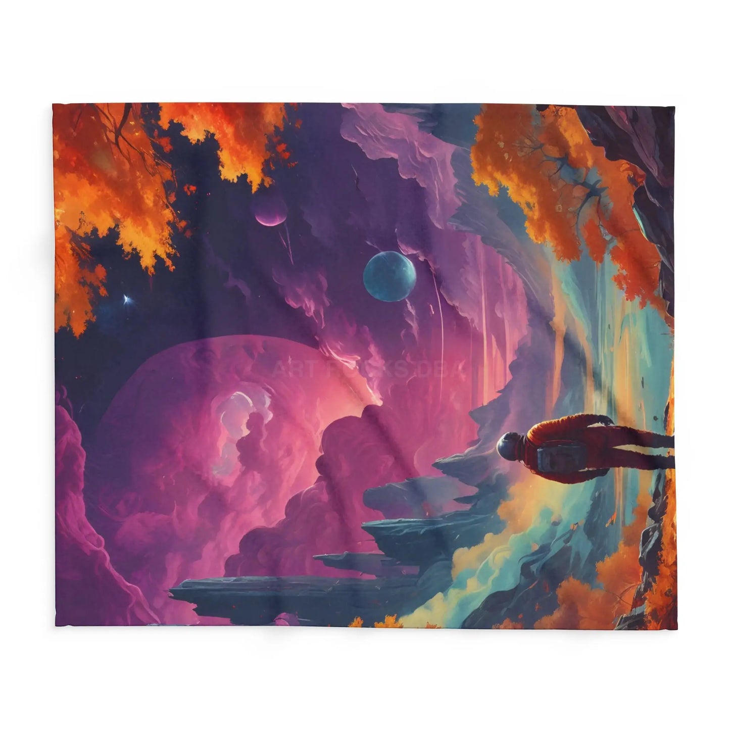 Cosmic Adventure Fleece Blanket - Space Themed Cozy Throw Gift for Stargazers Astronaut Lovers Home Decor Perfect