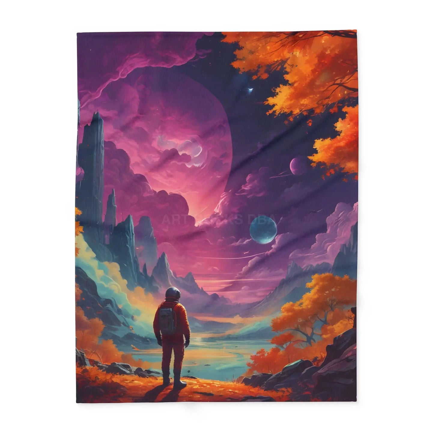 Cosmic Adventure Fleece Blanket - Space Themed Cozy Throw Gift for Stargazers Astronaut Lovers Home Decor Perfect