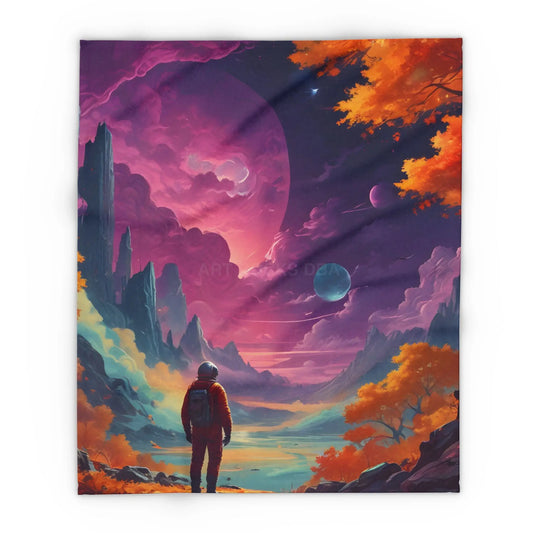 Cosmic Adventure Fleece Blanket - Space Themed Cozy Throw Gift for Stargazers Astronaut Lovers Home Decor Perfect