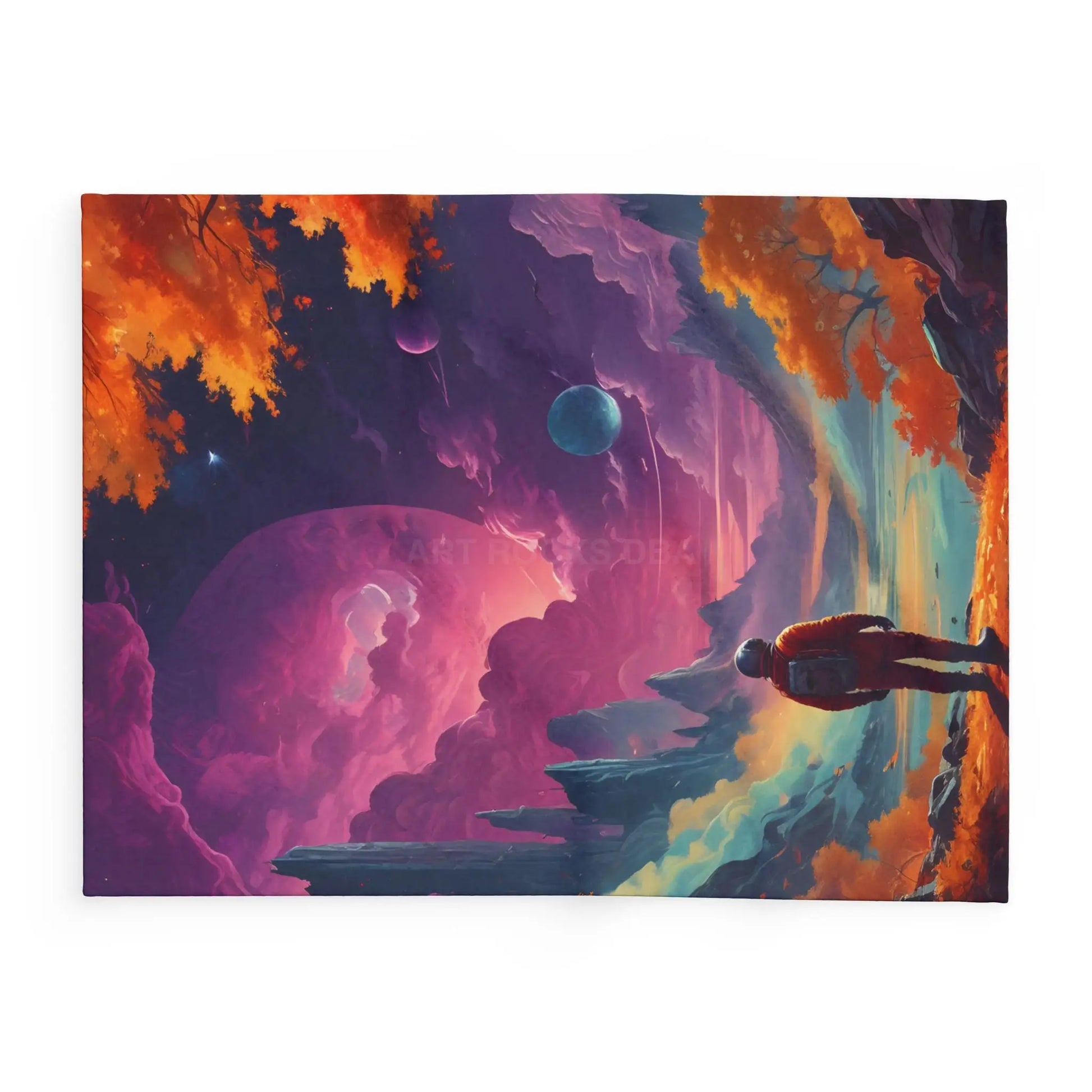 Cosmic Adventure Fleece Blanket - Space Themed Cozy Throw Gift for Stargazers Astronaut Lovers Home Decor Perfect