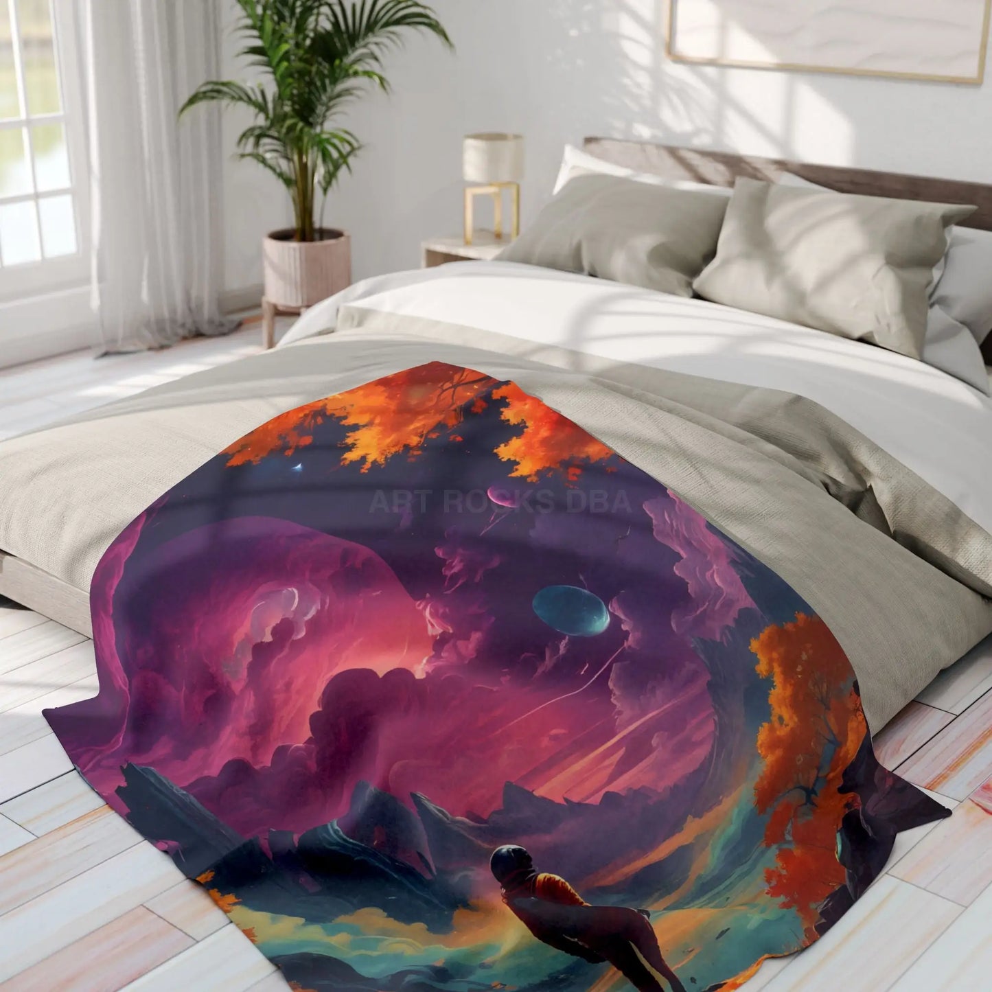 Cosmic Adventure Fleece Blanket - Space Themed Cozy Throw Gift for Stargazers Astronaut Lovers Home Decor Perfect