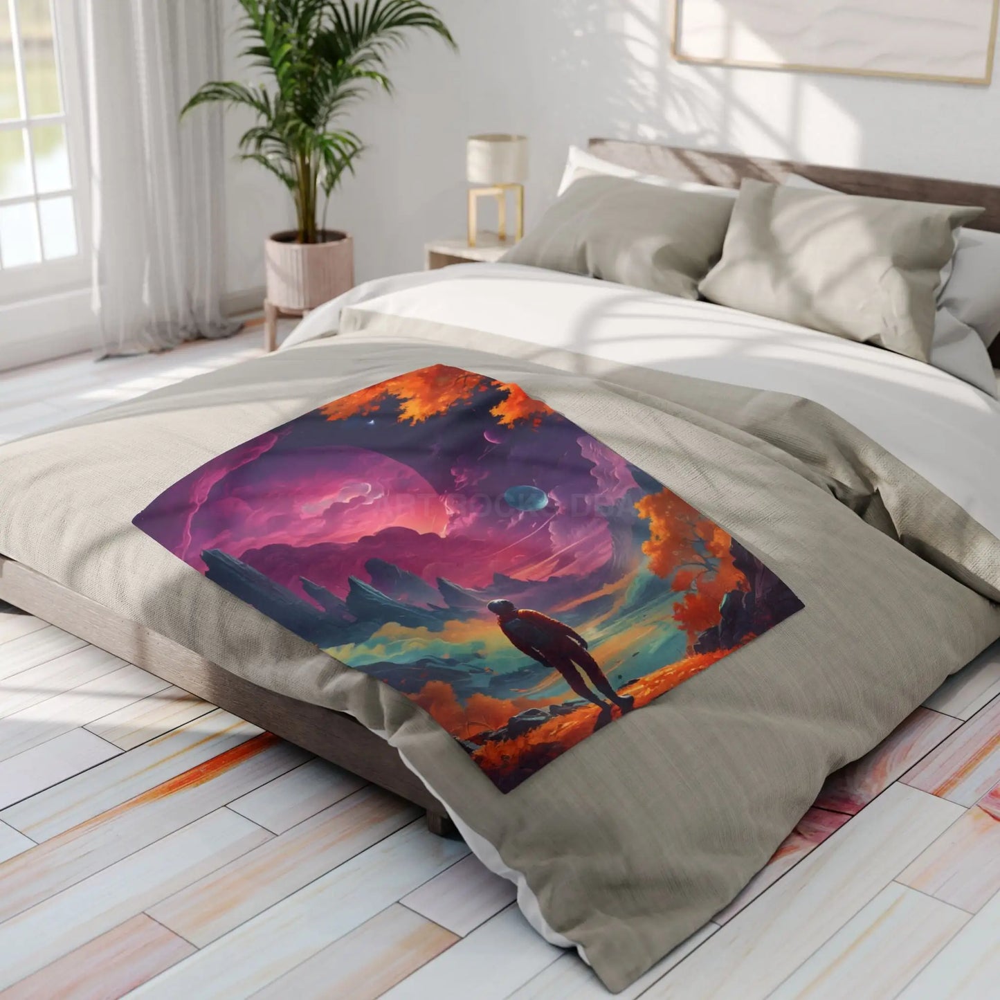 Cosmic Adventure Fleece Blanket - Space Themed Cozy Throw Gift for Stargazers Astronaut Lovers Home Decor Perfect