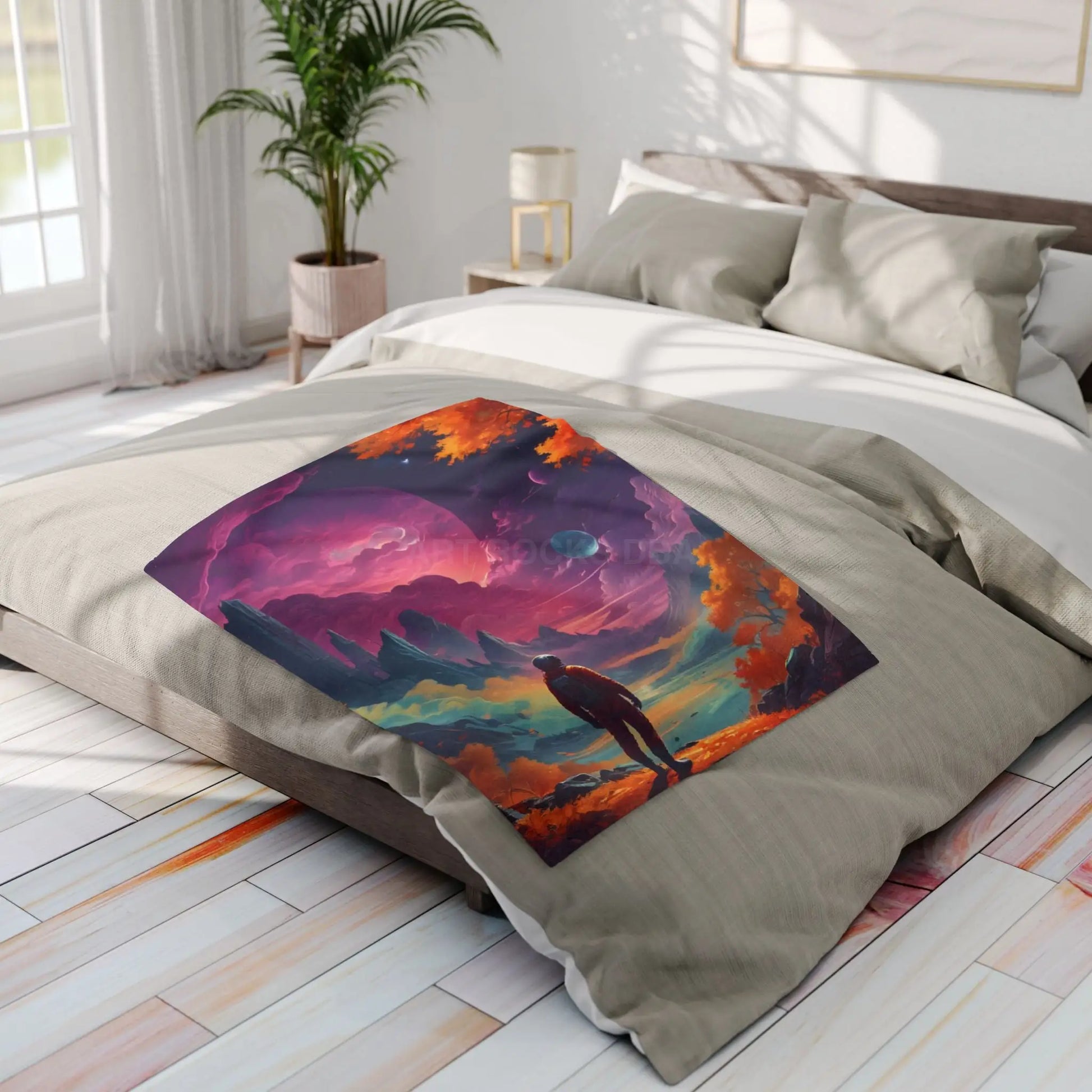 Cosmic Adventure Fleece Blanket - Space Themed Cozy Throw Gift for Stargazers Astronaut Lovers Home Decor Perfect