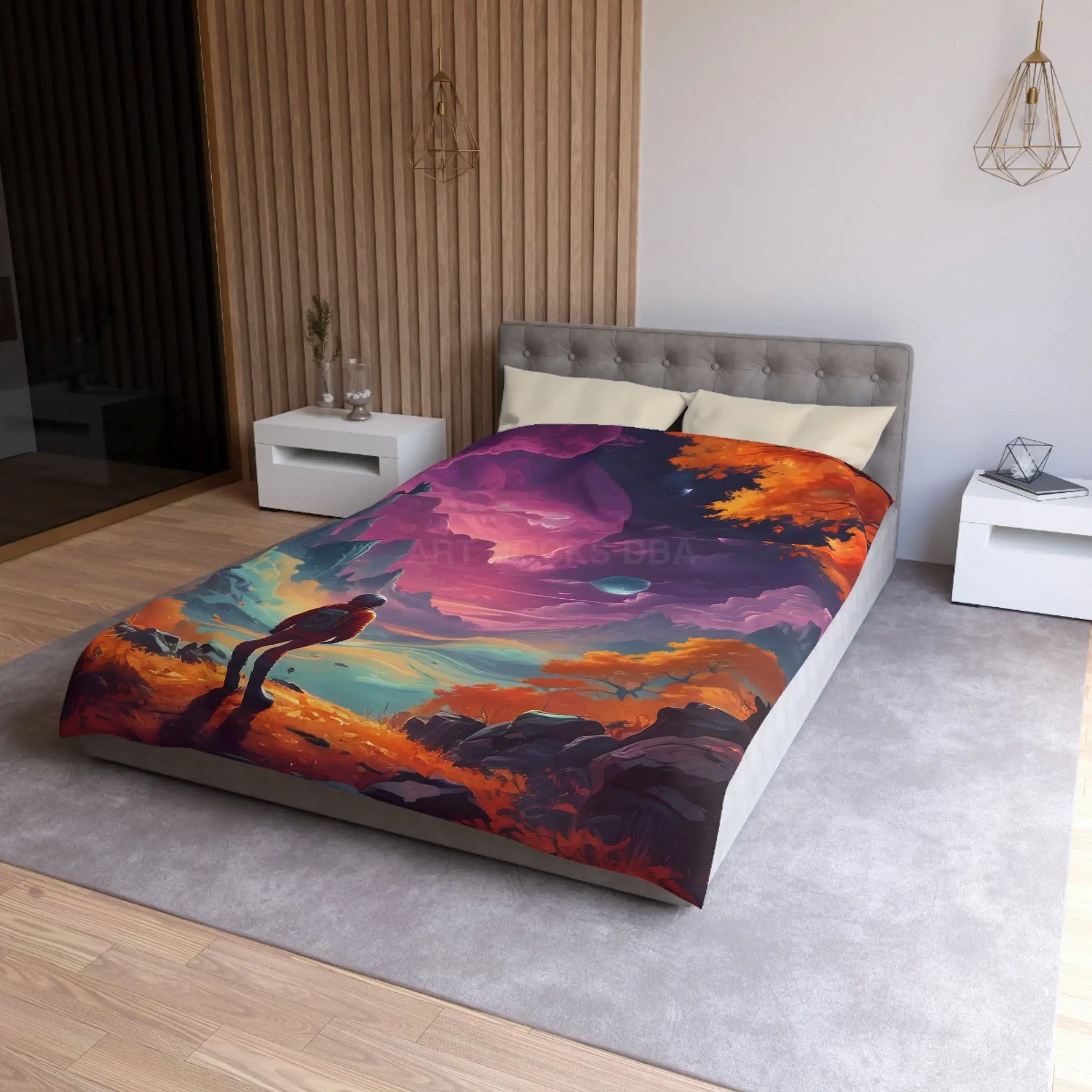 Cosmic Adventure Microfiber Duvet Cover | Space Decor Bedroom Makeover Gift for Astronomers Futuristic Bedding Starry