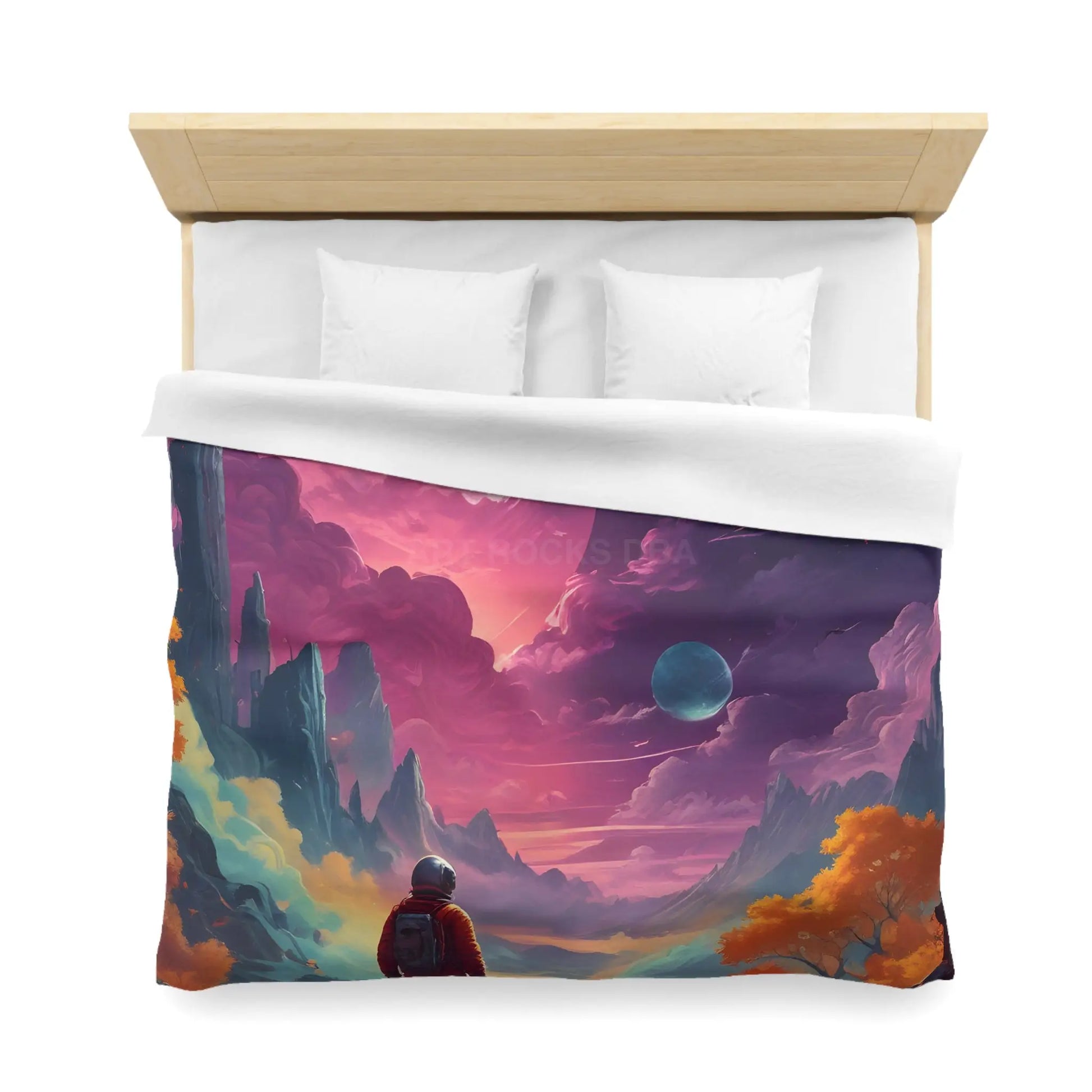 Cosmic Adventure Microfiber Duvet Cover | Space Decor Bedroom Makeover Gift for Astronomers Futuristic Bedding Starry