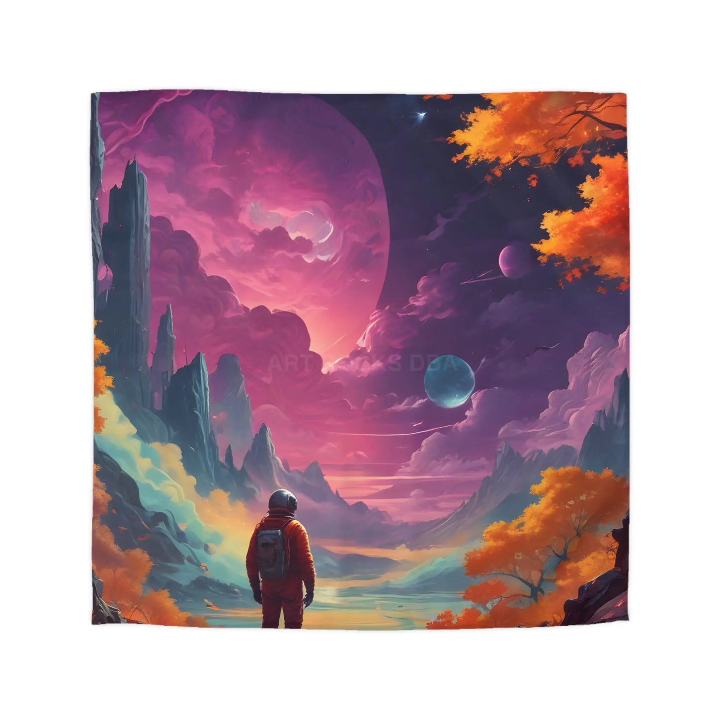 Cosmic Adventure Microfiber Duvet Cover | Space Decor Bedroom Makeover Gift for Astronomers Futuristic Bedding Starry