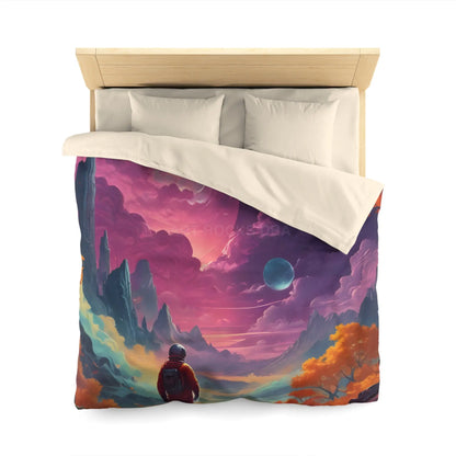 Cosmic Adventure Microfiber Duvet Cover | Space Decor Bedroom Makeover Gift for Astronomers Futuristic Bedding Starry