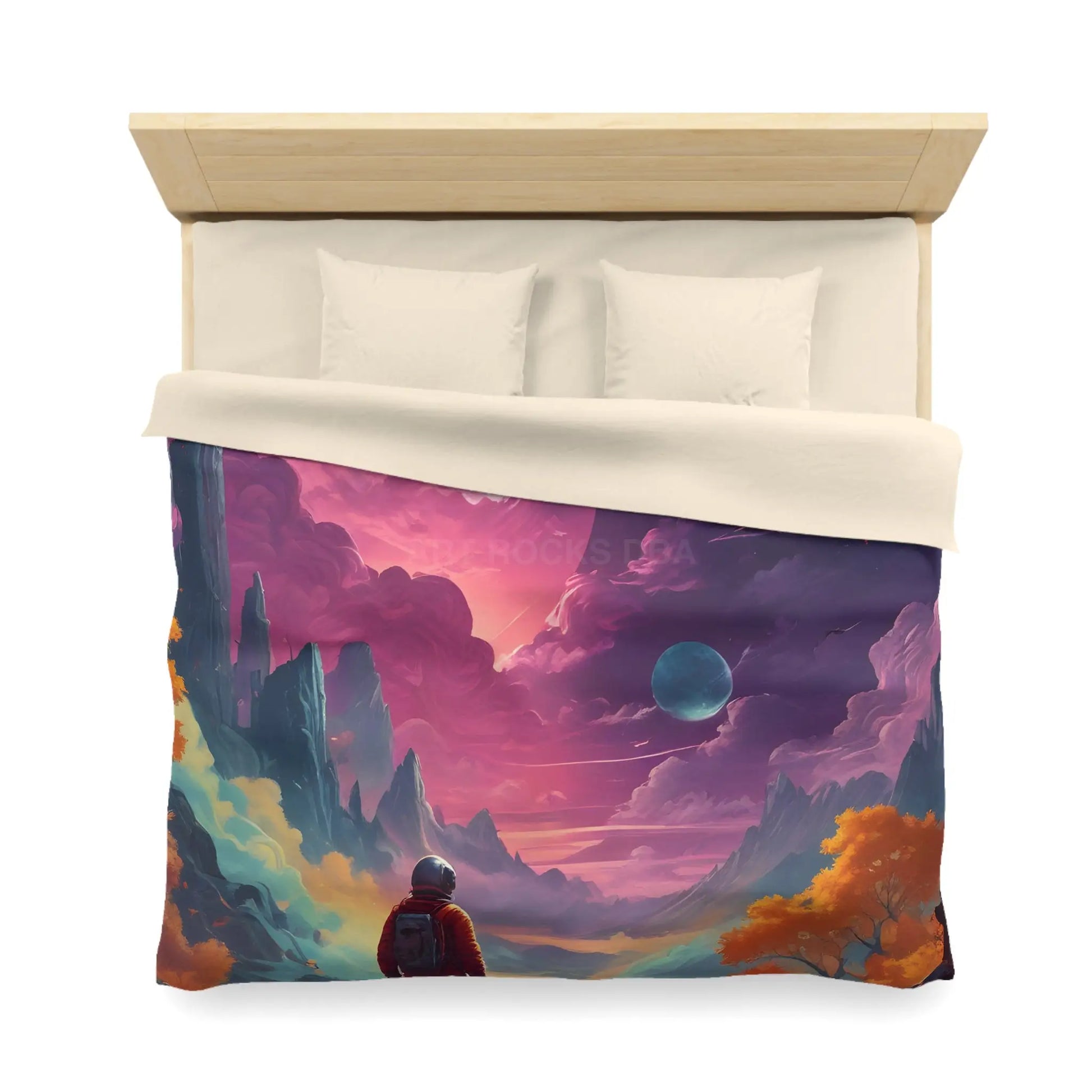 Cosmic Adventure Microfiber Duvet Cover | Space Decor Bedroom Makeover Gift for Astronomers Futuristic Bedding Starry