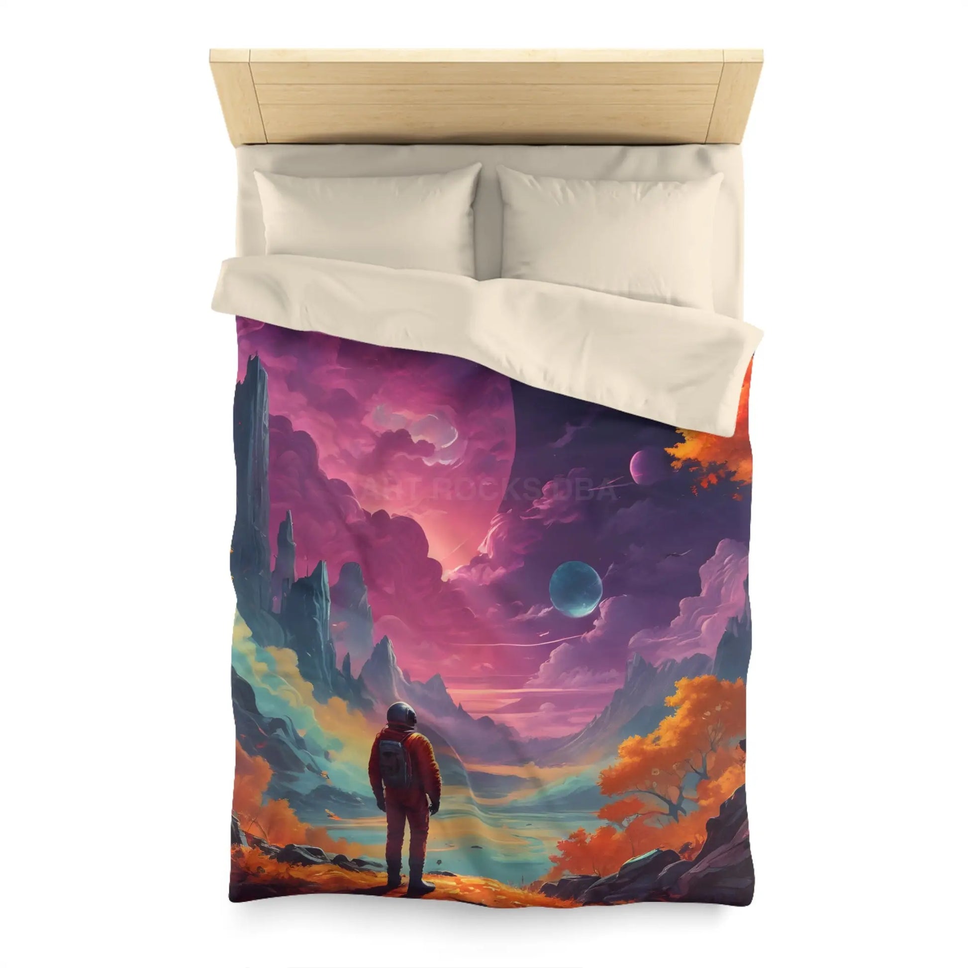 Cosmic Adventure Microfiber Duvet Cover | Space Decor Bedroom Makeover Gift for Astronomers Futuristic Bedding Starry